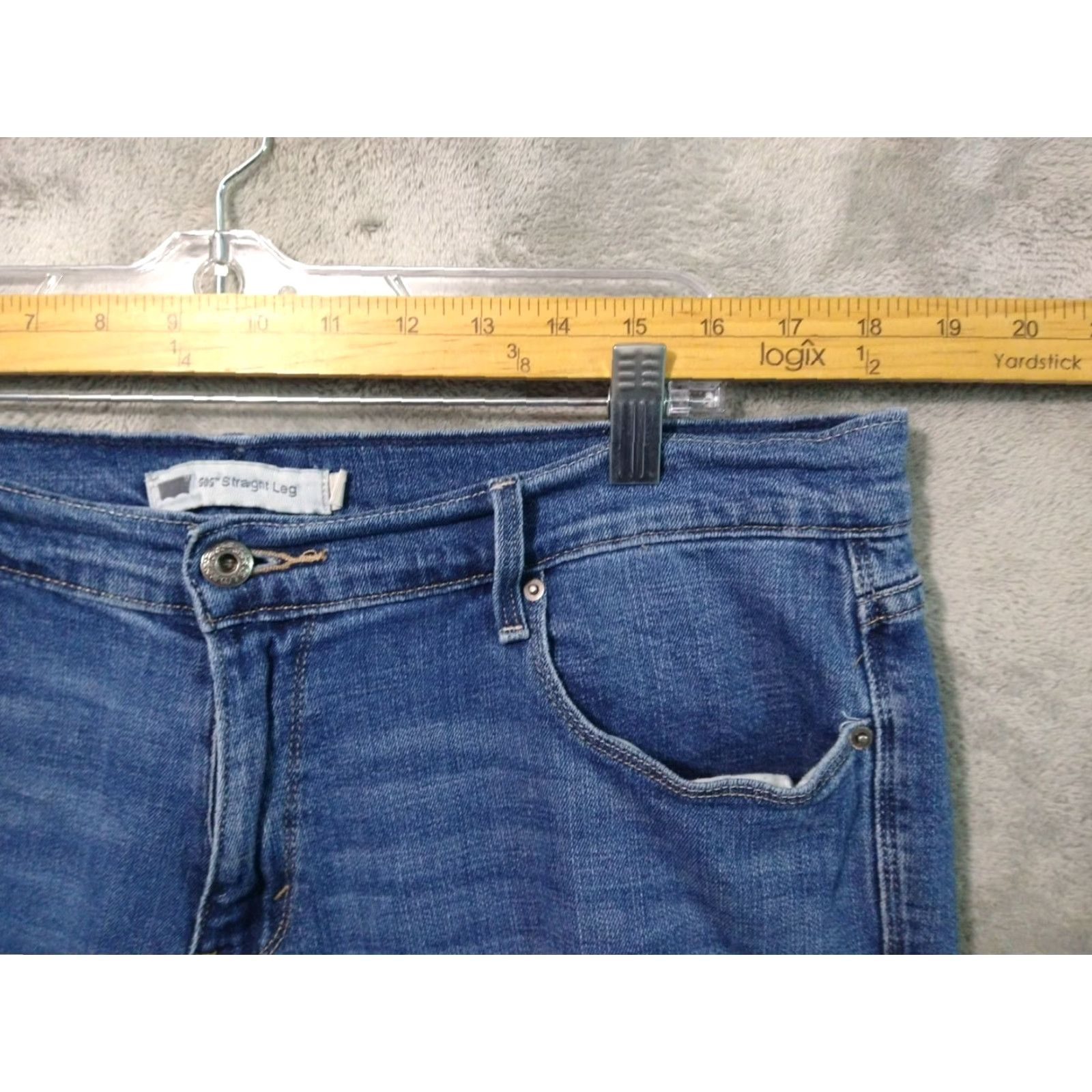 Levi's Levi's 505 Jeans Womens 16 Blue Denim High Rise Stretch Straight Size 38" / US 16 / IT 52 - 3 Thumbnail