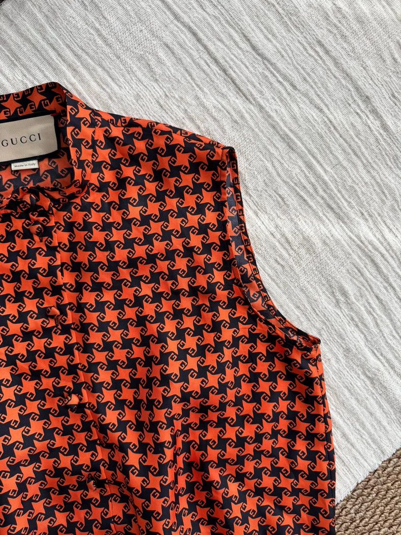 Gucci Gucci Double G mulberry silk thousand-bird check sleeveles Size S / US 4 / IT 40 - 5 Thumbnail