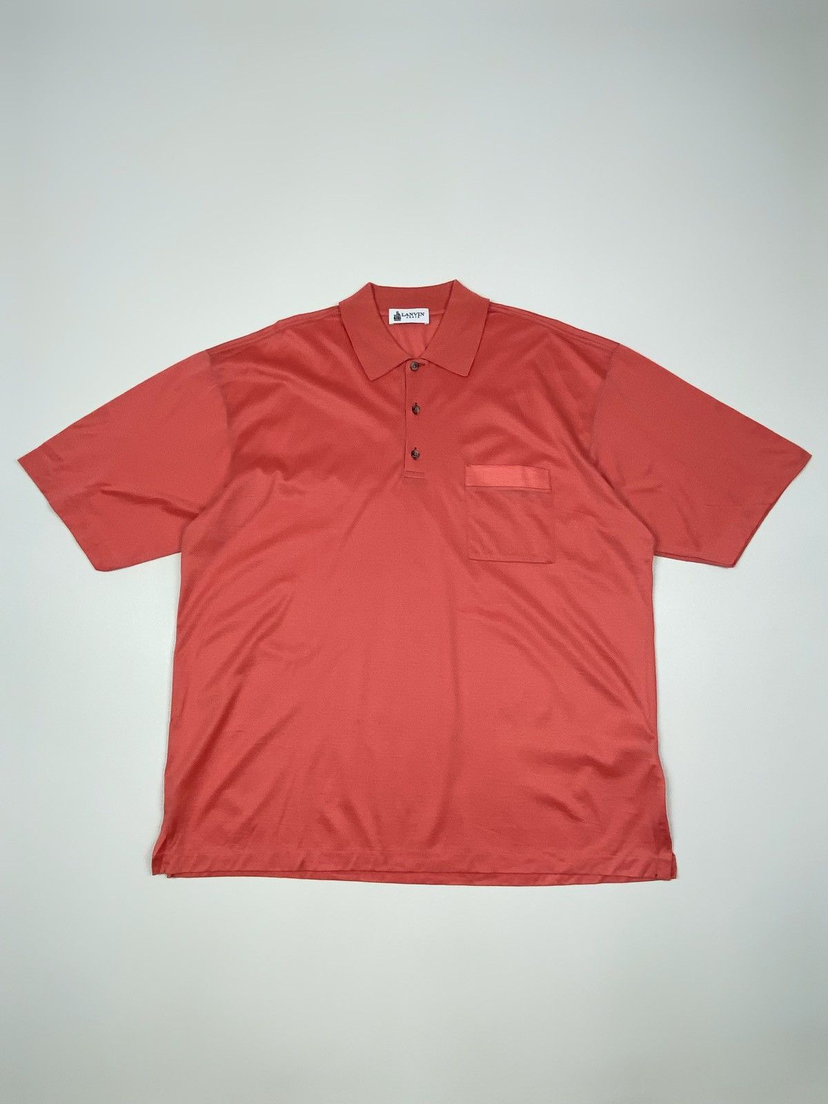 Lanvin 1990’s Vintage Lanvin Paris Shiny Cotton Pocket Polo Shirt Size US XXL / EU 58 / 5 - 1 Thumbnail