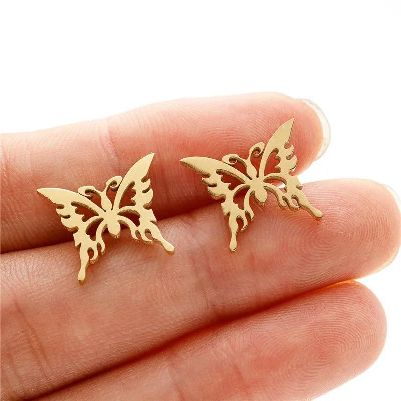 Jewelry Delicate Butterfly Mini Stud Earrings Charm Earring Gift Size ONE SIZE - 2 Thumbnail