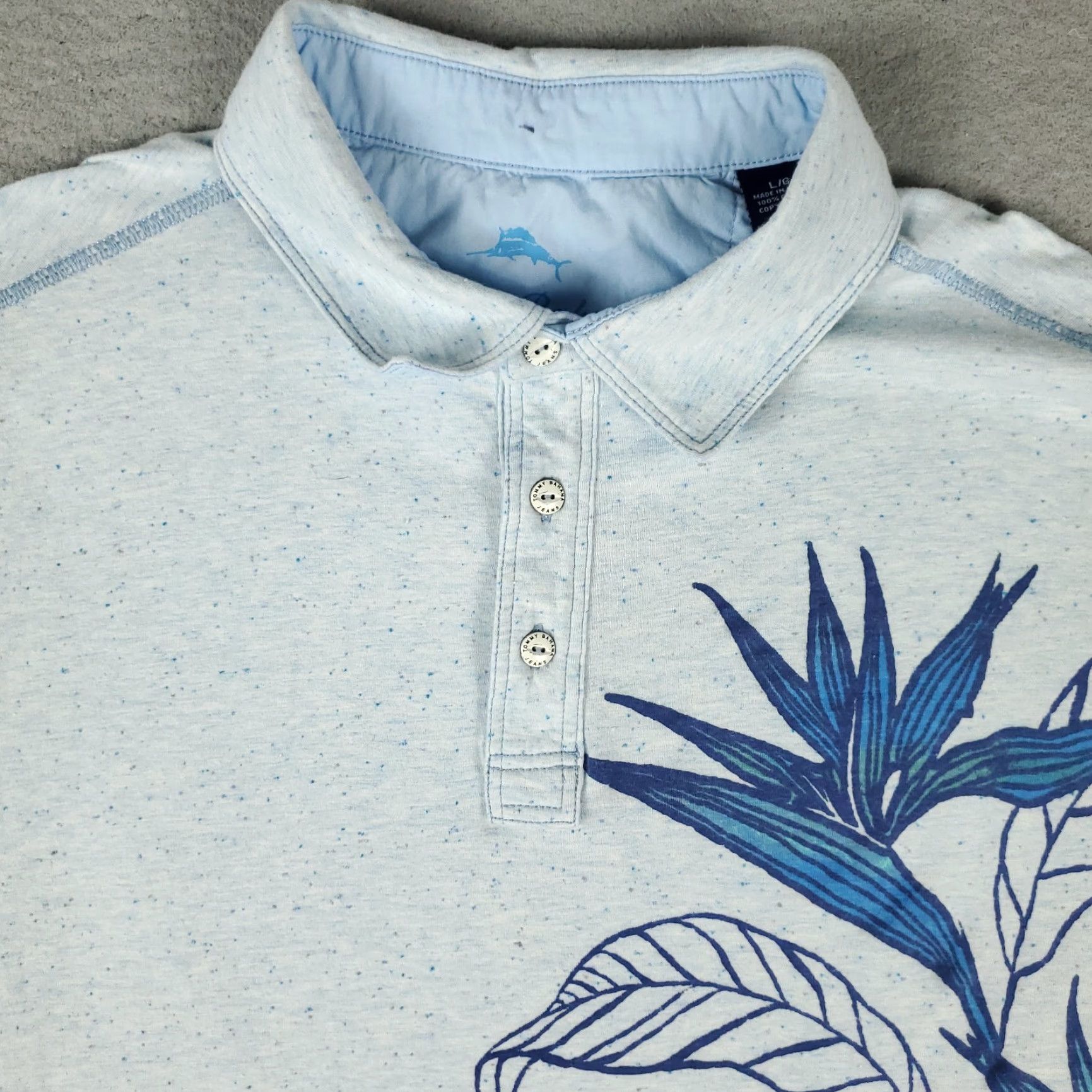 Tommy Bahama Tommy Bahama Polo Shirt Mens Large Blue Floral Short Sleeve Casual Size US L / EU 52-54 / 3 - 2 Thumbnail