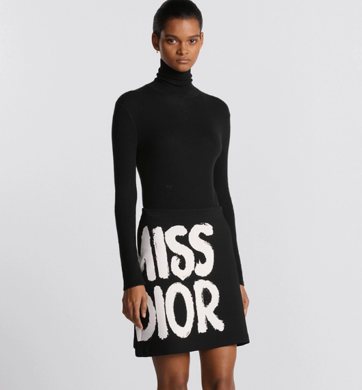 Dior o1w1db11225 454J05 Flared Mini Skirt in Black/White Size 27" / US 4 / IT 40 - 5 Thumbnail