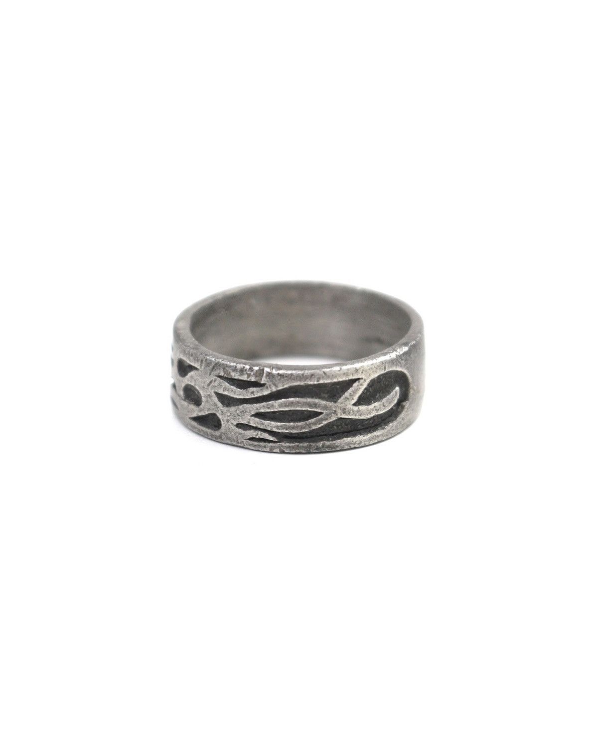 Japanese Brand 2000S JAPANESE MADE OXIDIZED PRIMAL TRACE SILVER-TONE RING Size ONE SIZE - 2 Thumbnail