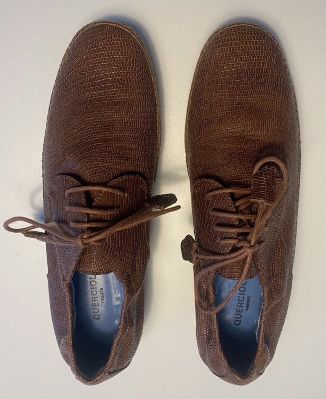 Quercioli Derby shoes in embossed lizard print leather Size US 7 / IT 37 - 3 Thumbnail