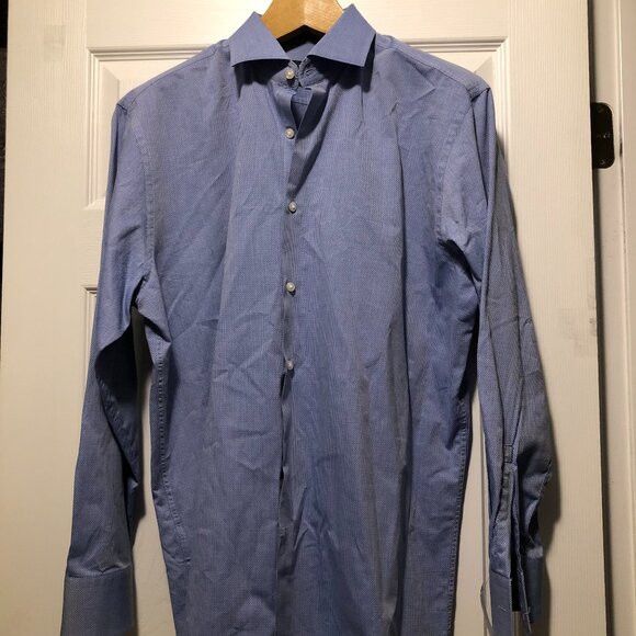 Hugo Boss Hugo boss men's blue cotton dress shirt sharp fit 17/32-33 Size US XL / EU 56 / 4 - 1 Thumbnail