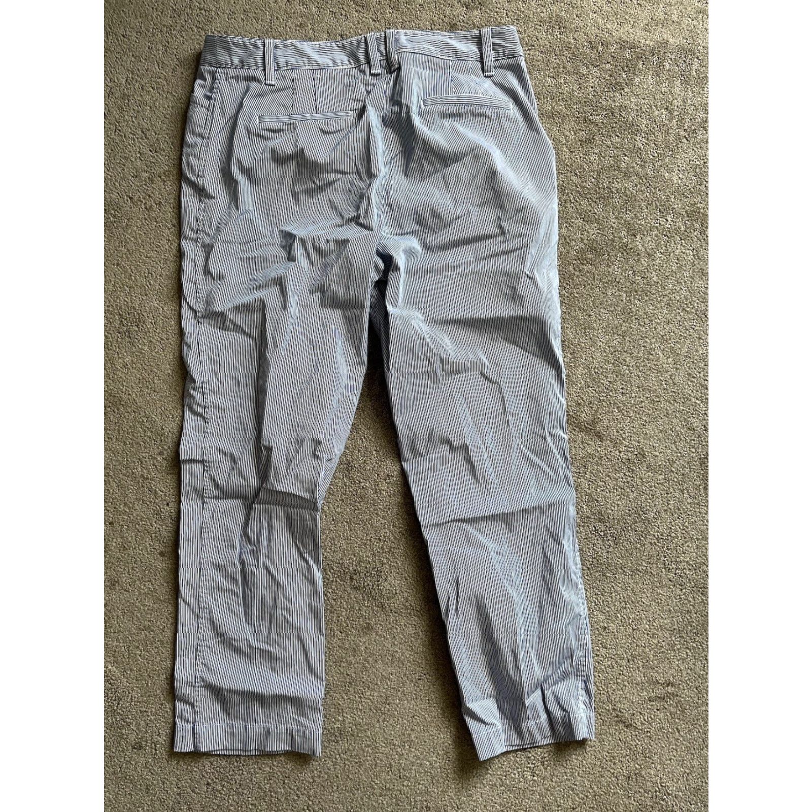 Talbots Talbots Pants Womens 12P Blue White Perfect Cropped Seersucker Stretch Waist Preppy Size 35" - 3 Thumbnail