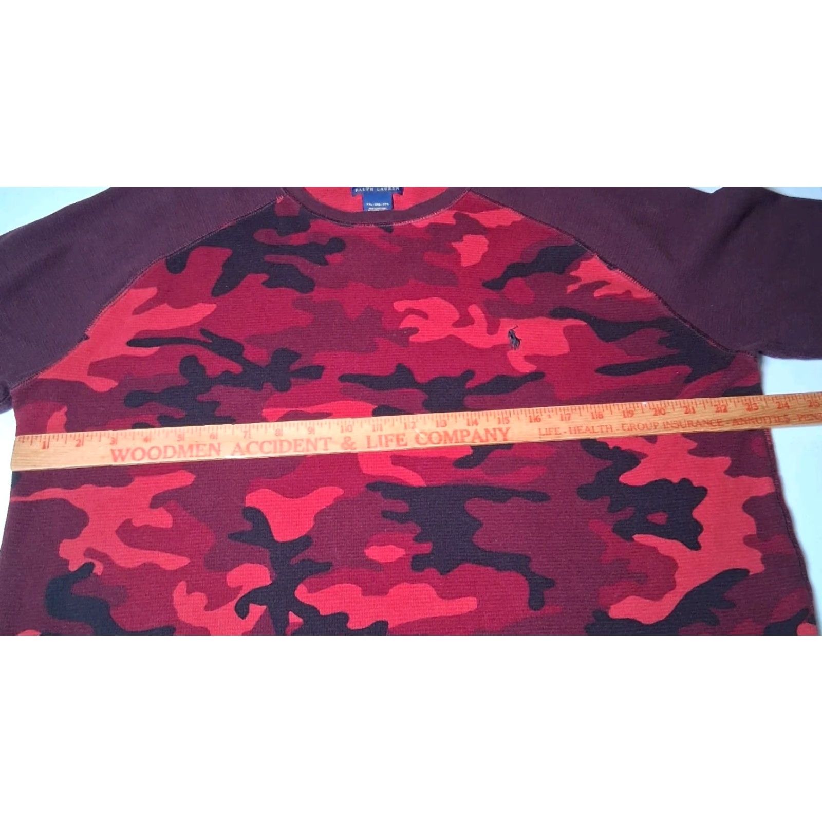 Polo Ralph Lauren VINTAGE Polo Ralph Lauren Thermal Shirt Men 2XL Maroon Red Camouflage Raglan Size US XXL / EU 58 / 5 - 4 Thumbnail