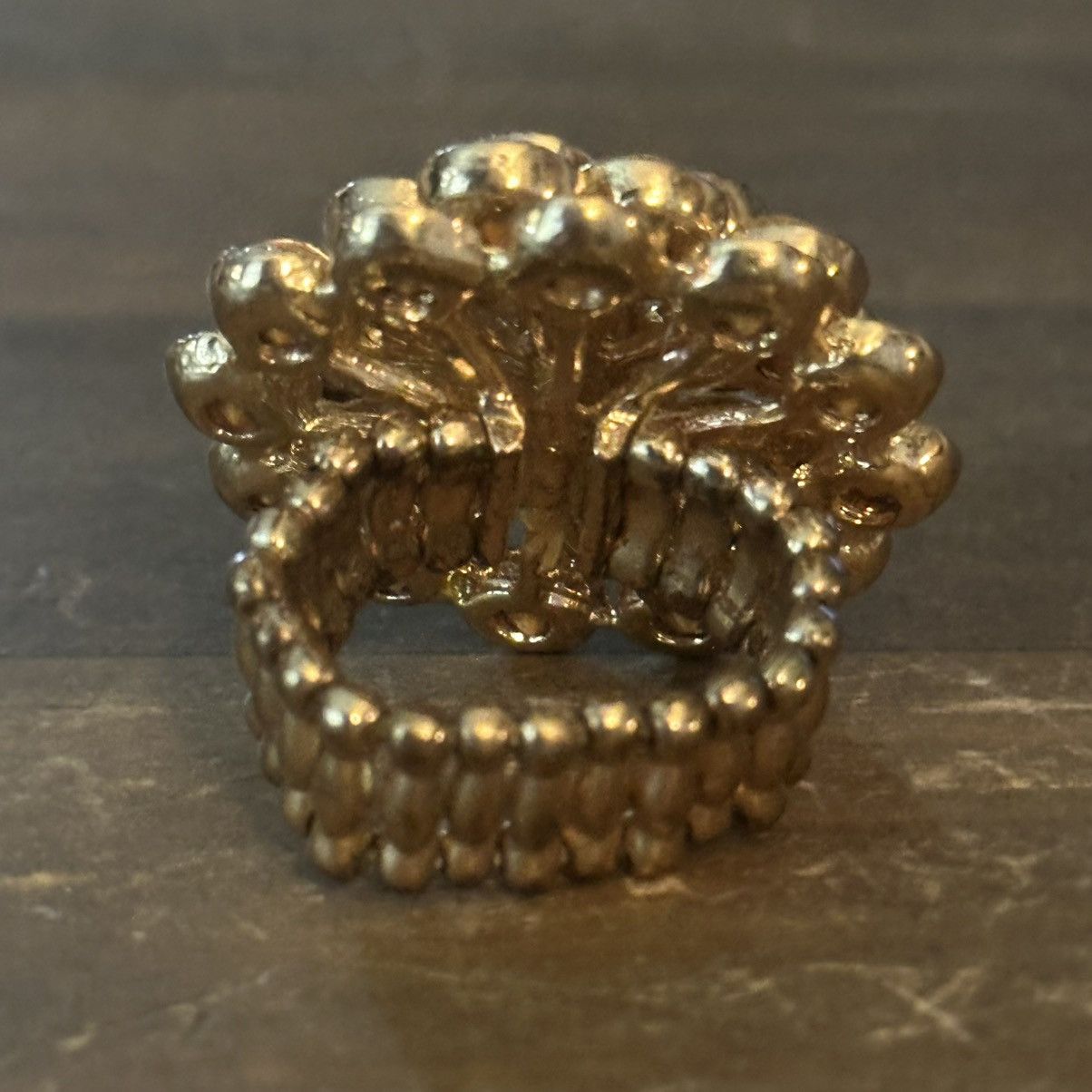 Other Gold champagne rhinestones flower statement stretch ring Size ONE SIZE - 6 Thumbnail