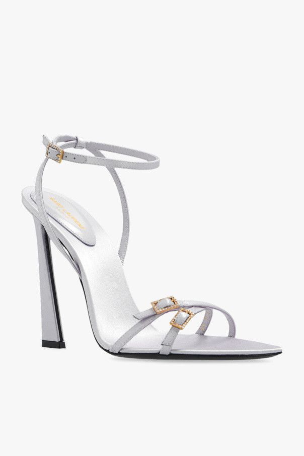 Saint Laurent Paris o1s1wg111024 Lila Sandals in Crepe Satin in Grey Size US 9.5 / IT 39.5 - 4 Thumbnail