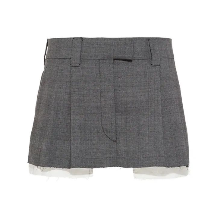 Miu Miu Mini A-Line Skirt in Slate Gray 0079