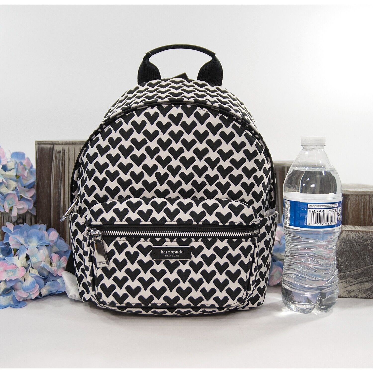 Kate Spade Kate Spade Sam Icon Black White Heart Nylon Jacquard Small B Size ONE SIZE - 2 Thumbnail