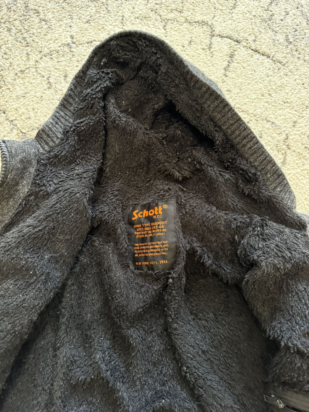 Schott Vintage Schott NYC Wool Hooded Gray Jacket Large Military Size L / US 10 / IT 46 - 7 Thumbnail