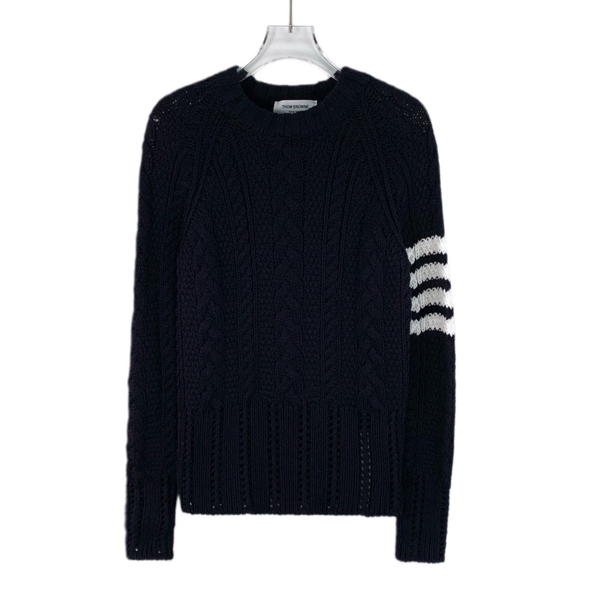 Thom Browne Thom Browne Navy Cable Knit Long Sleeve Sweater K26WX Size M / US 6-8 / IT 42-44 - 1 Thumbnail
