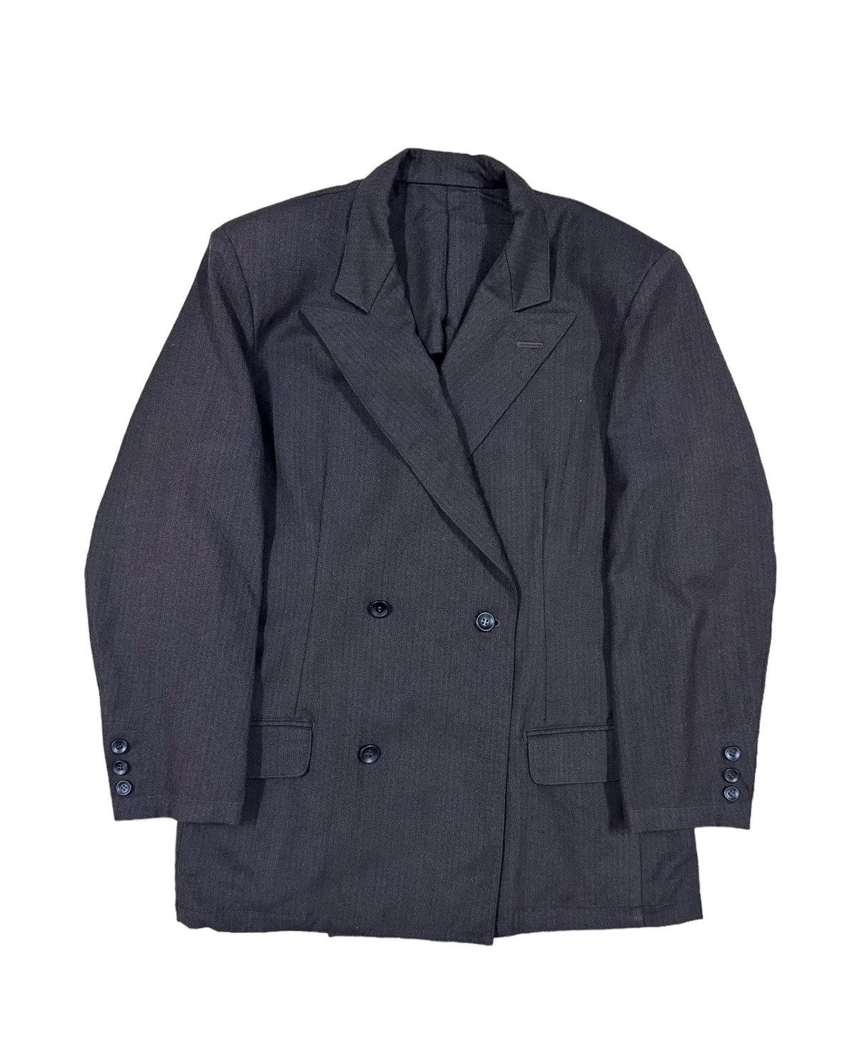Yohji Yamamoto Vtg🔥Ys Yohji Yamamoto Salt&Pepper Wool Double Breasted Coat Size 40L - 2 Thumbnail