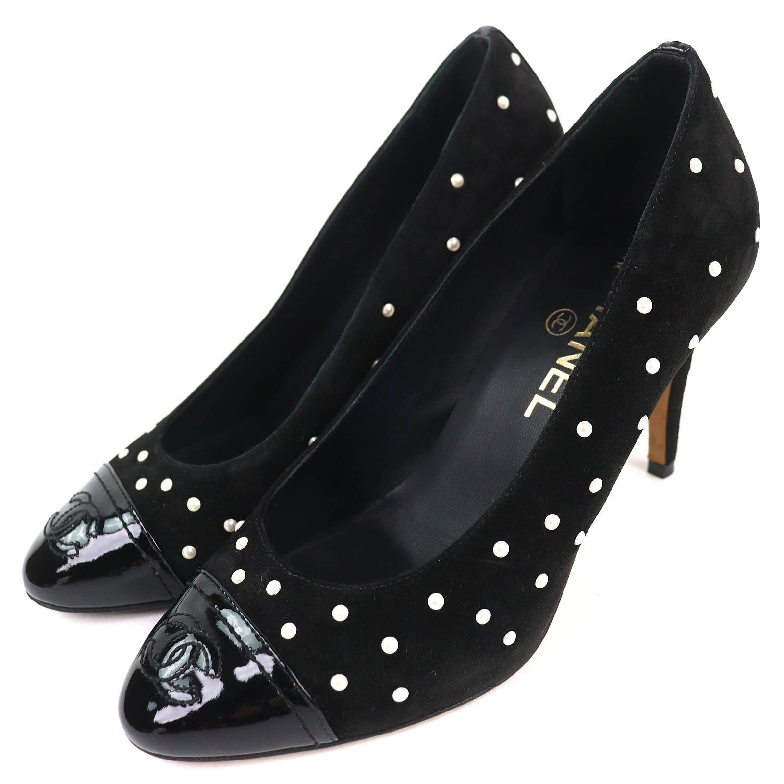 Chanel Chanel CHANEL COCO Mark Patent Leather Suede Pumps Leather Shoes G33423 DUTY FREE for USA Size ONE SIZE - 1 Thumbnail