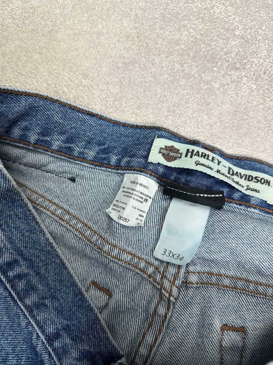 Harley Davidson VINTAGE HARLEY DAVIDSON Washed Denim Relaxed Moto JEANS Size US 33 - 12 Thumbnail