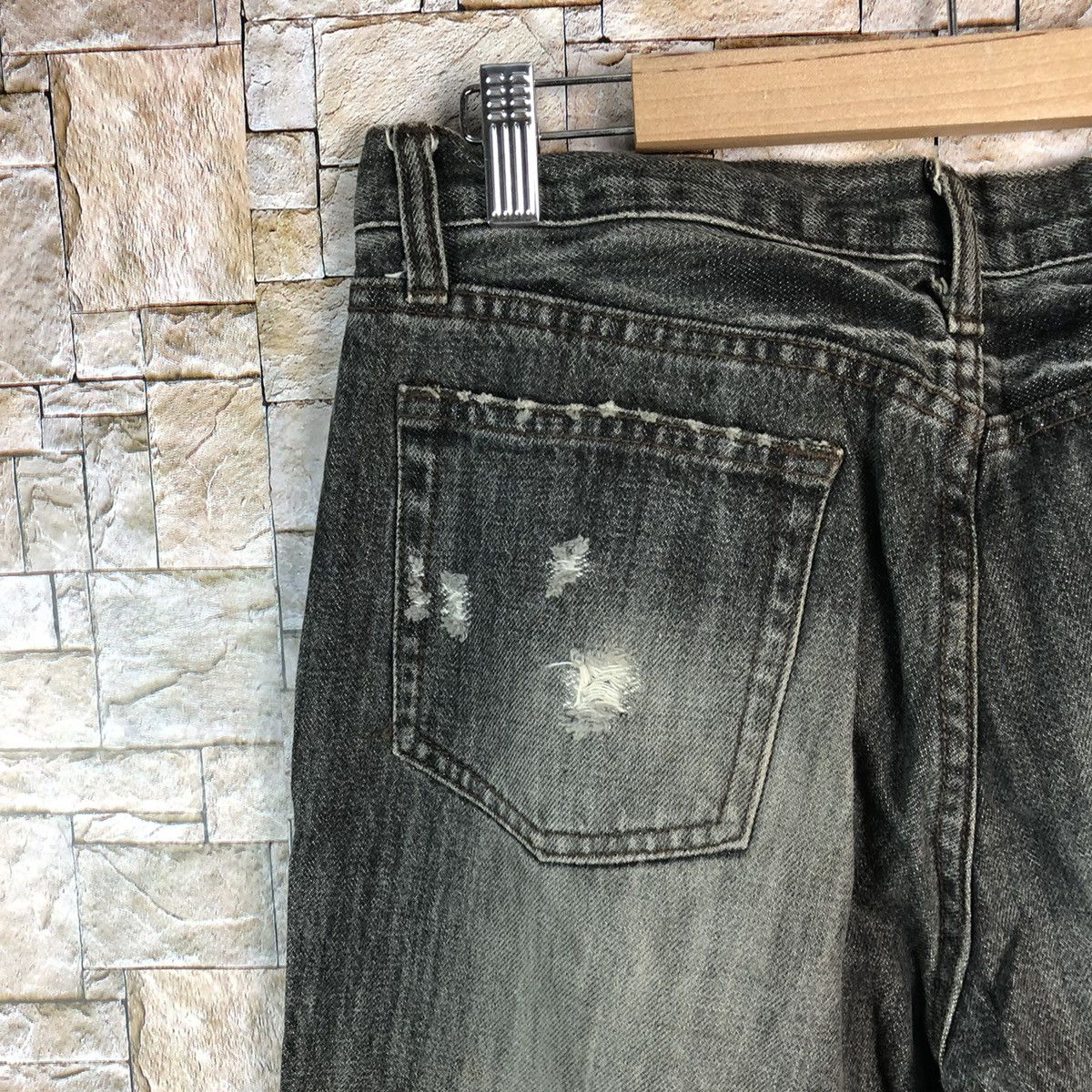 Schlussel Schlussel Black Distressed ripped Denim Pants #A1045 Size US 31 - 18 Thumbnail