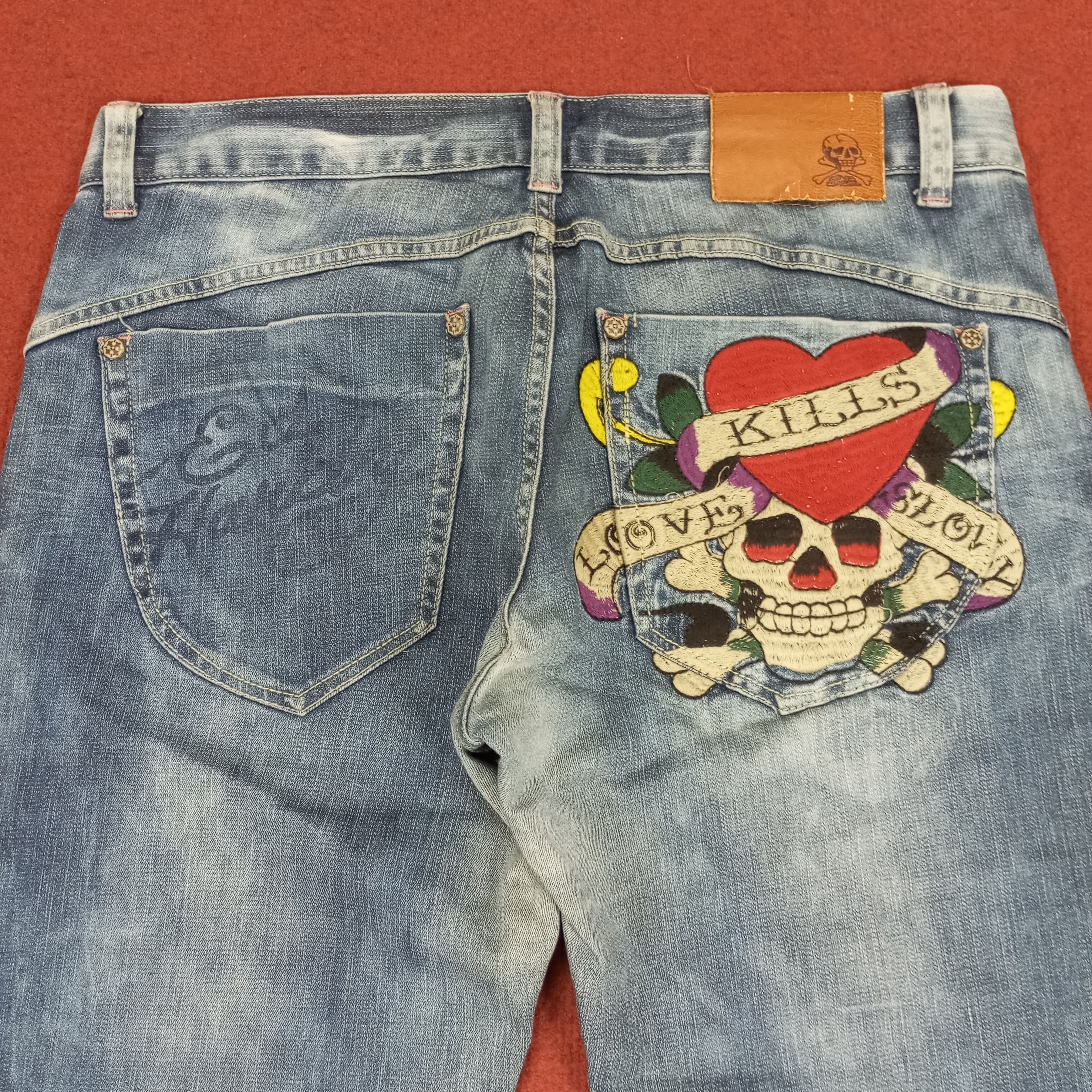 Christian Audigier × Ed Hardy × Vintage Ed Hardy Skulls Design Streetwear Style Jeans Size US 35 - 2 Thumbnail