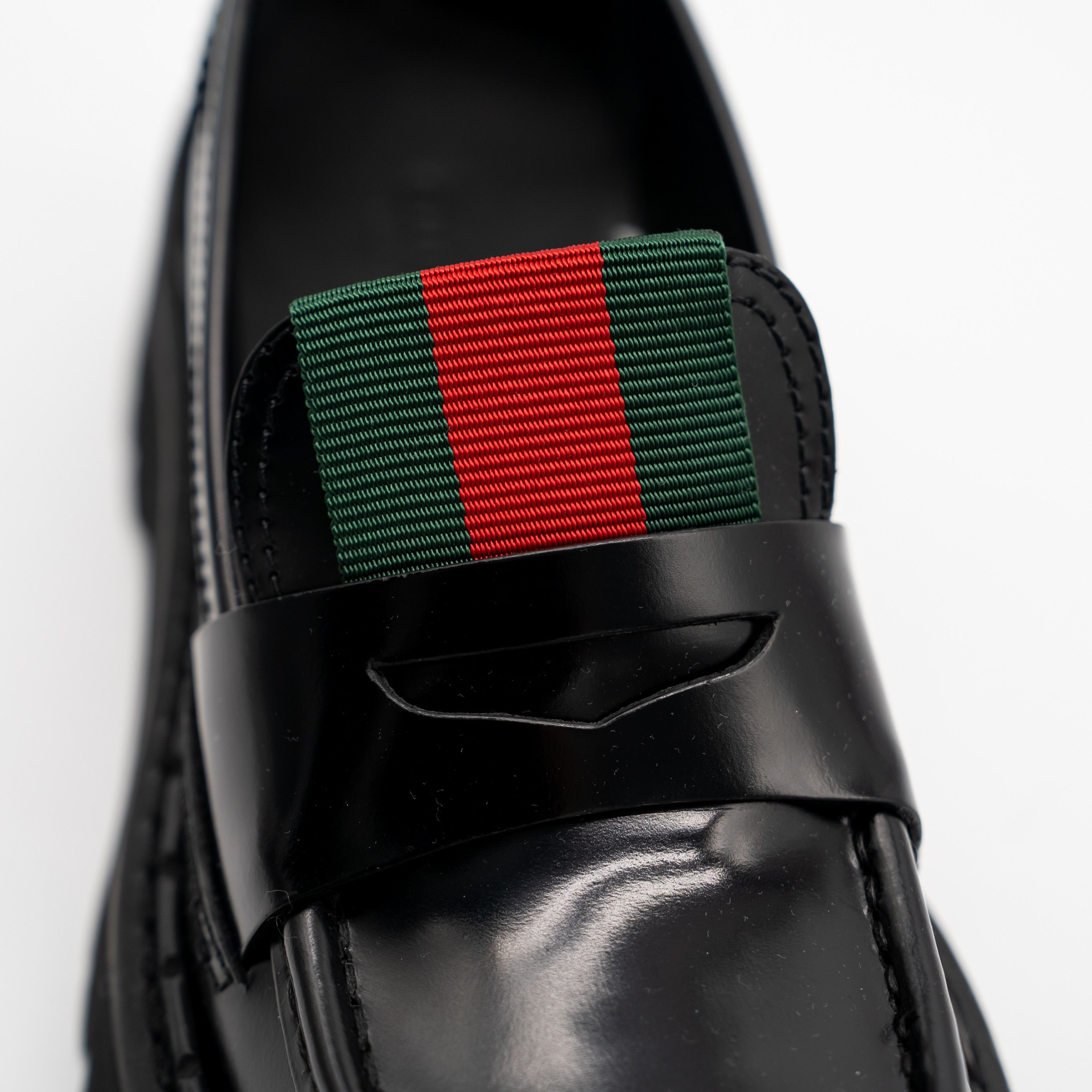 Gucci 6 US Gucci Lug Sole Penny Loafers Black Web Leather Size US 6 / IT 36 - 8 Thumbnail