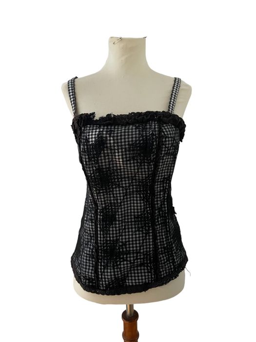 Vintage Black & white checkered spiderweb corset Tripp NYC