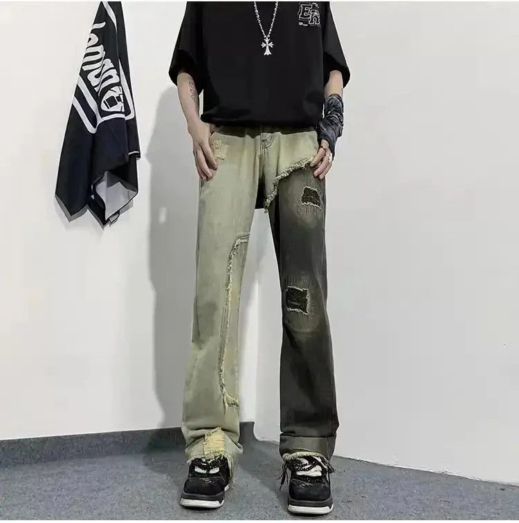 Japanese Brand Hip hop patchwork straight leg jeans Size US 32 / EU 48 - 1 Thumbnail