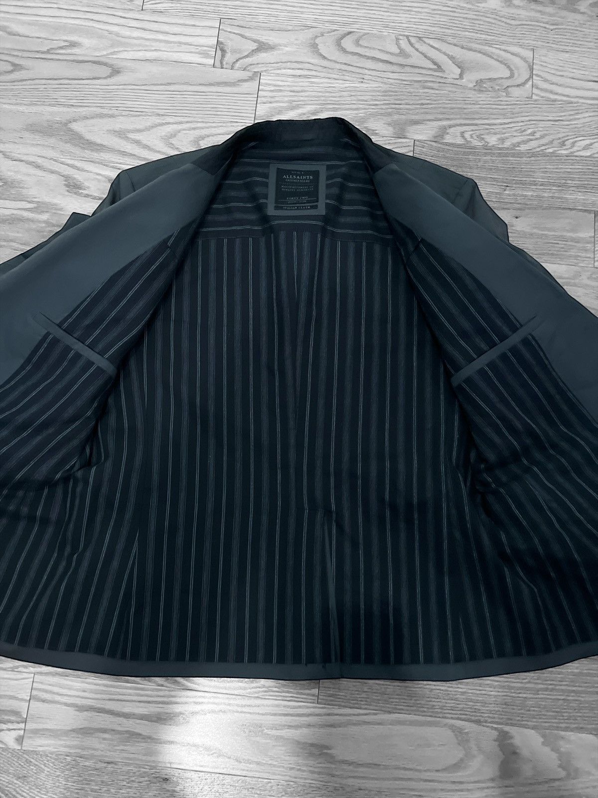 Allsaints Allsaints Men’s Blazer Jacket Dark Grey Pinstripe Lining Size 42R - 4 Thumbnail