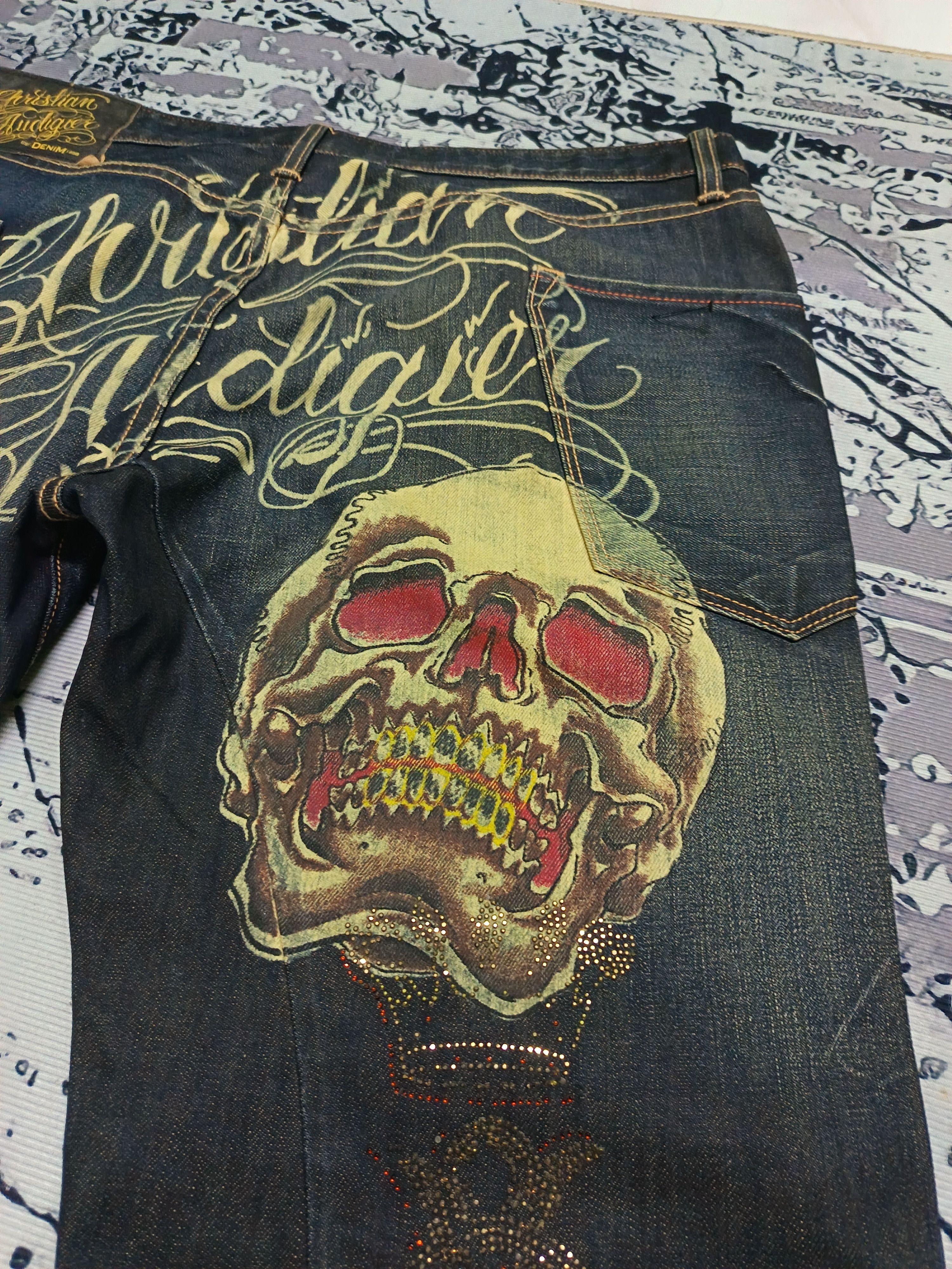 Christian Audigier Christian Audigier Embroidered Maria And Skull Denim Size US 39 - 7 Thumbnail
