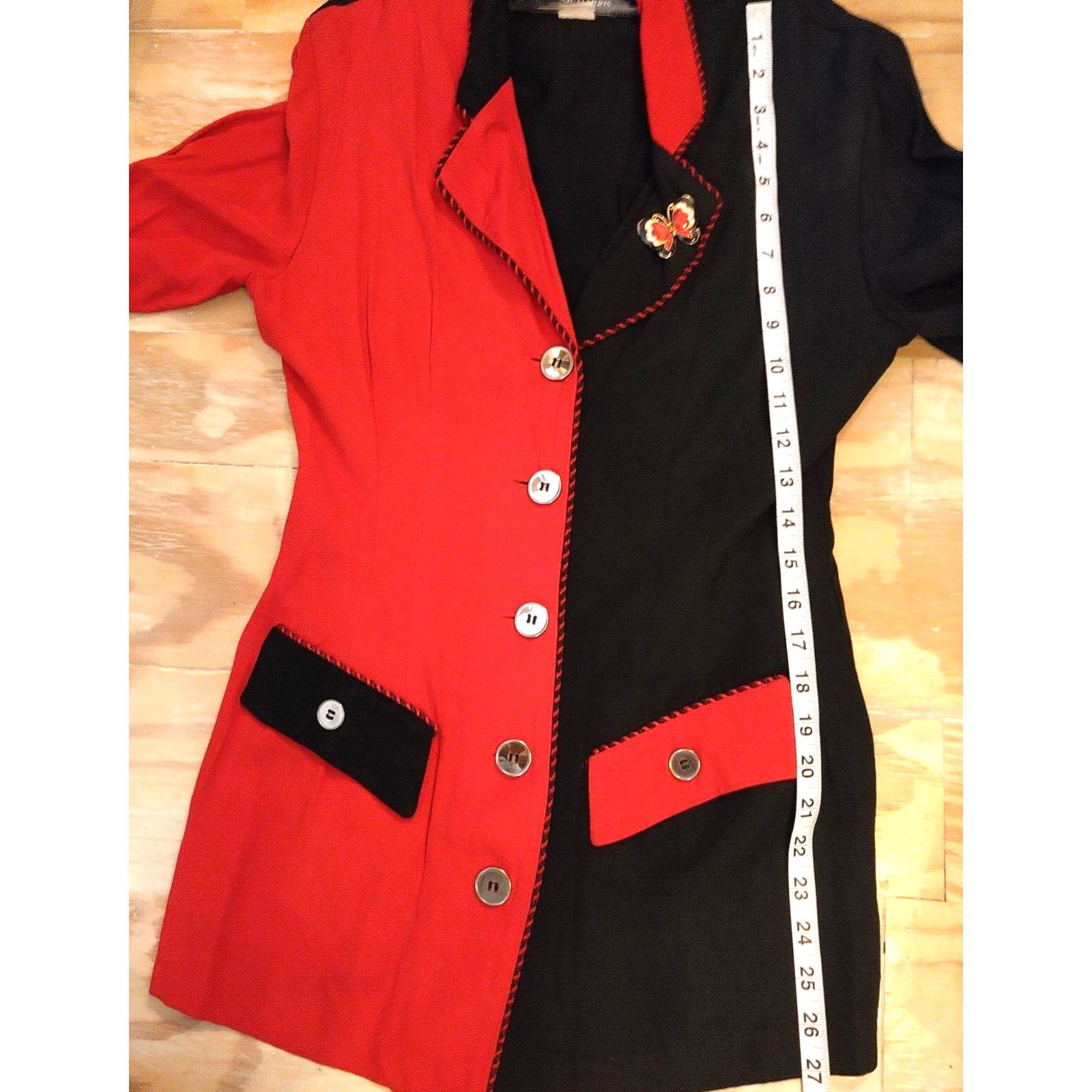 Other 90's Women's Paul Harris Black & Red Skirt Business Suit 5/6 Size M / US 6-8 / IT 42-44 - 3 Thumbnail