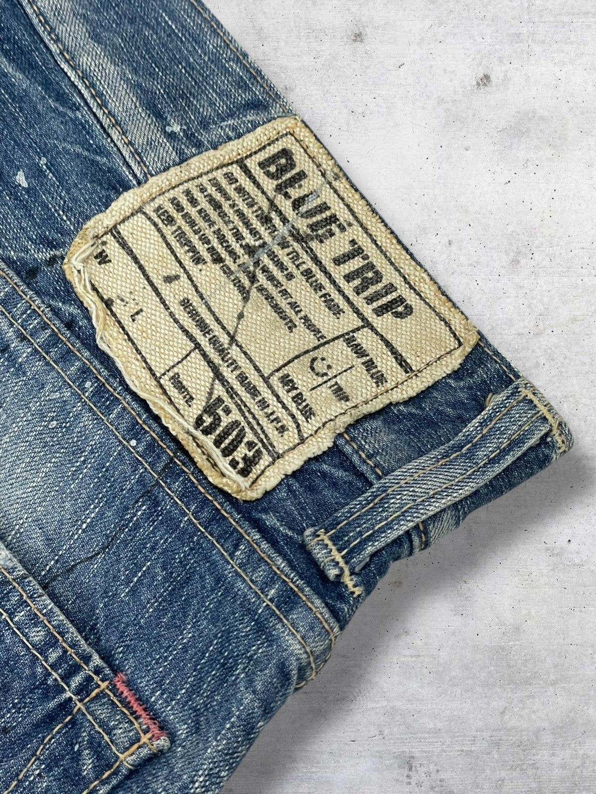 Edwin 1990S DESIGNER JAPAN EDWIN BLUE TRIP 503 DISTRESSED DENIM Size US 33 - 13 Thumbnail