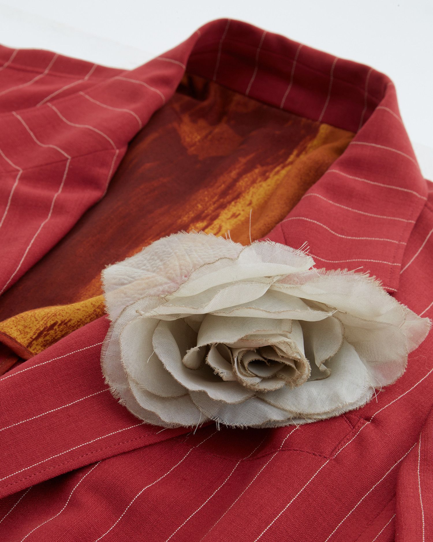 Jean Paul Gaultier S/S 1993 Red Pinstripe linen jacket Size M / US 6-8 / IT 42-44 - 6 Thumbnail