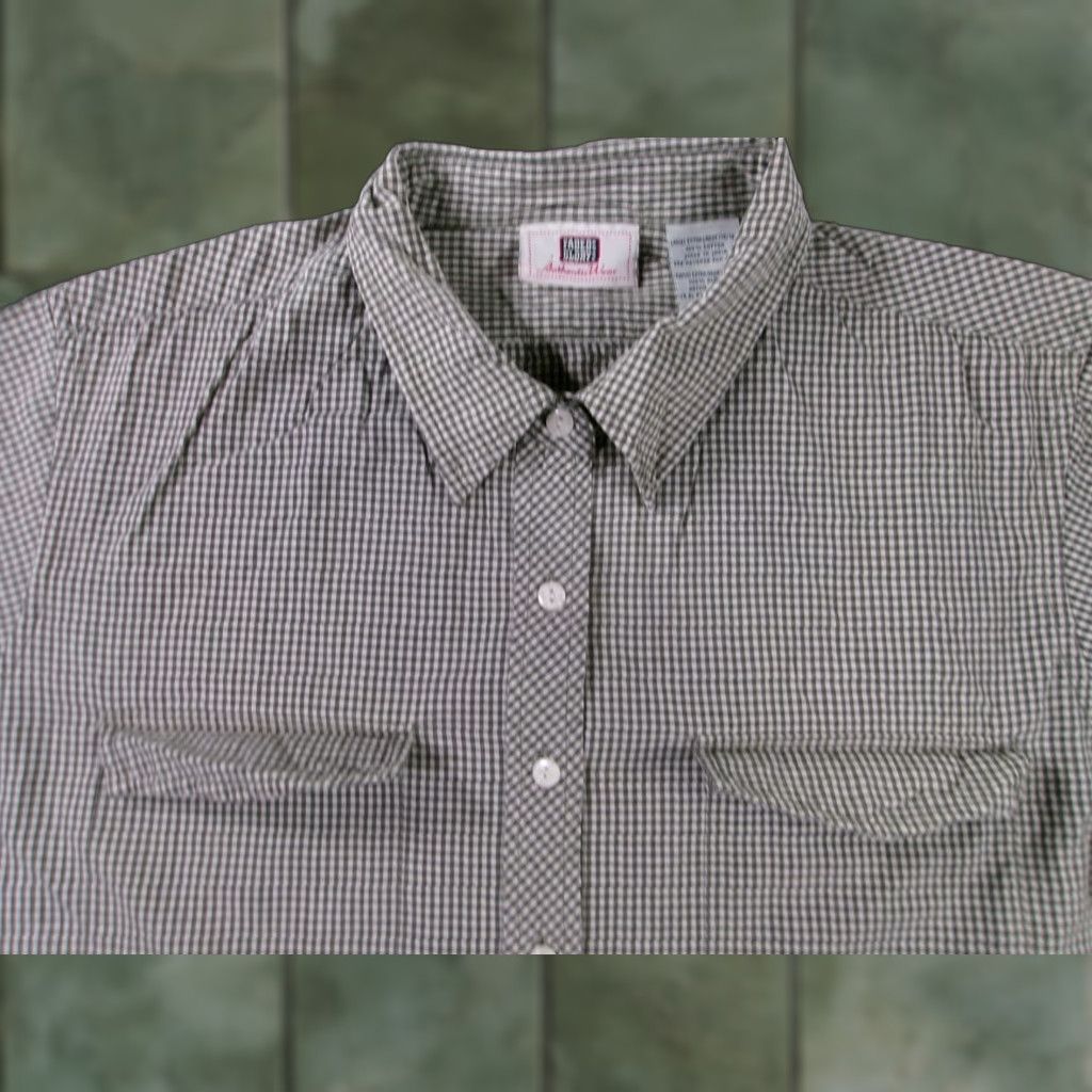 Faded Glory Faded Glory Shirt Womens XL Short Sleeve Button Up Gingham Green Cotton Relaxed Size XL / US 12-14 / IT 48-50 - 1 Thumbnail