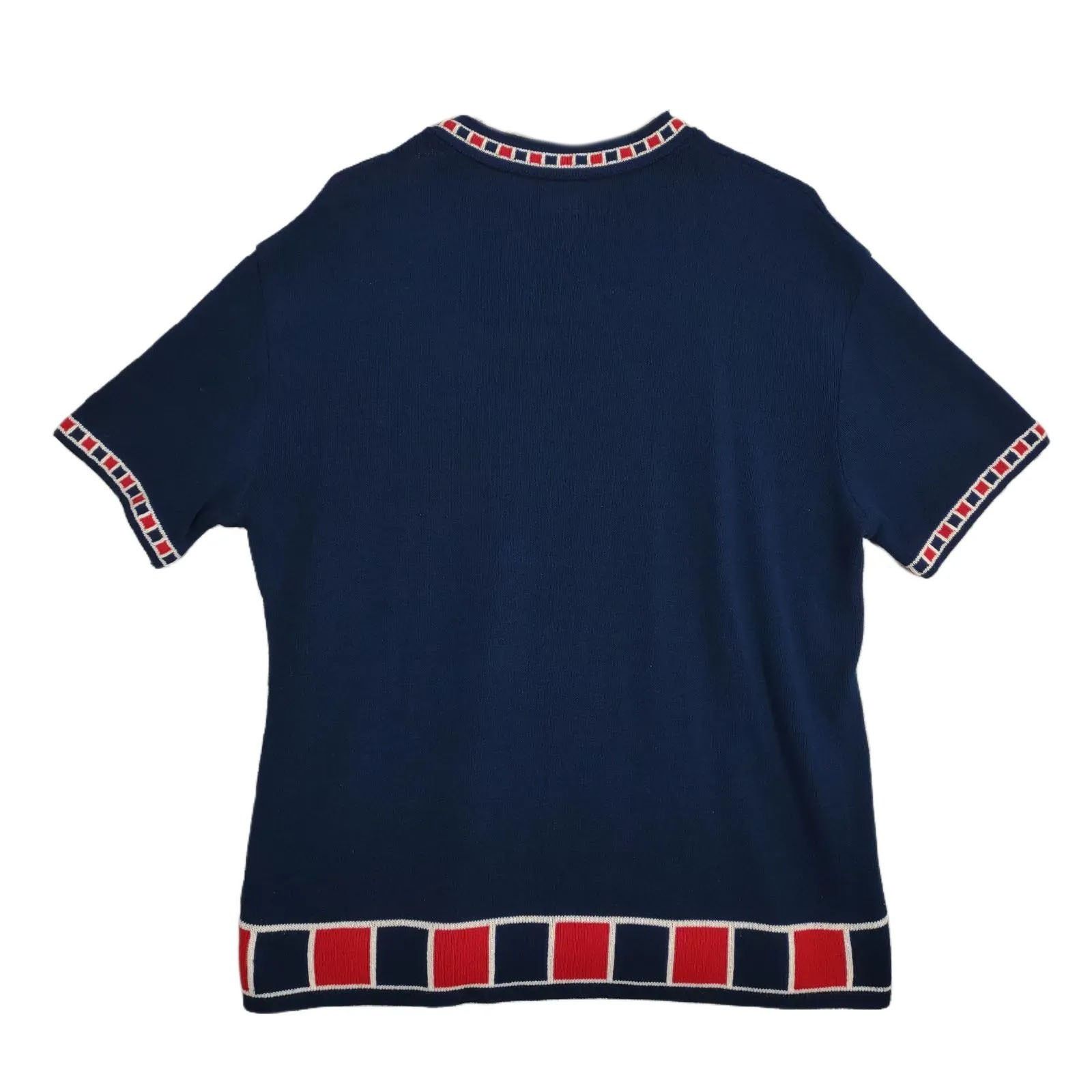 Vintage Southern Lady Women's L Nautical Flag Anchor Navy Knit Top Size L / US 10 / IT 46 - 2 Thumbnail