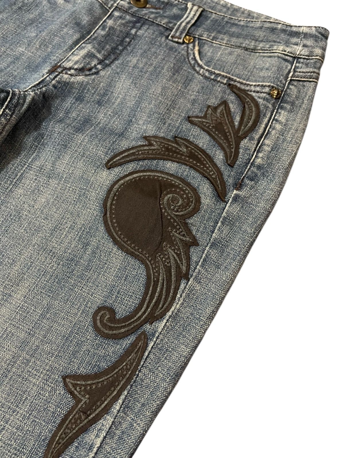 Vintage 2006 DGVI Leather Patch Wavy Brazilroxx Jeans Size US 31 - 3 Thumbnail