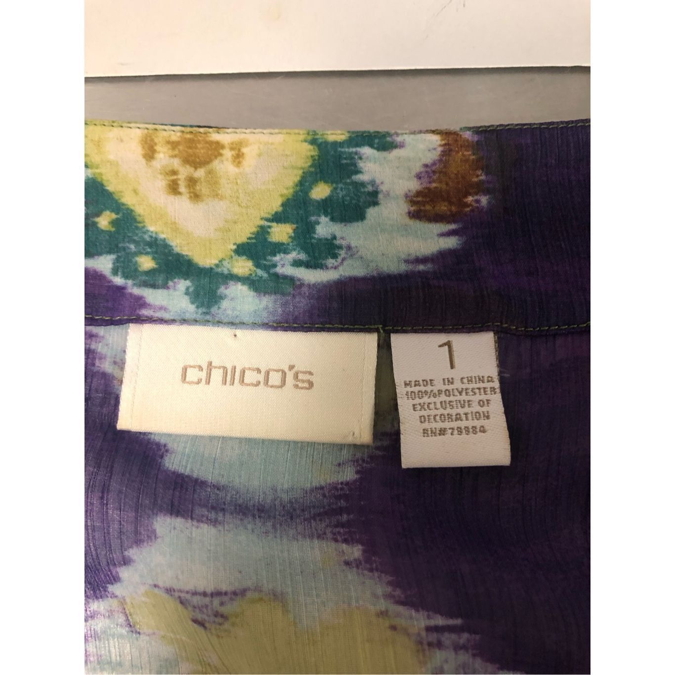 Chicos Chico’s Women’s Bohemian Patterned Sheer Tunic Blouse Metal Size M / US 6-8 / IT 42-44 - 4 Thumbnail