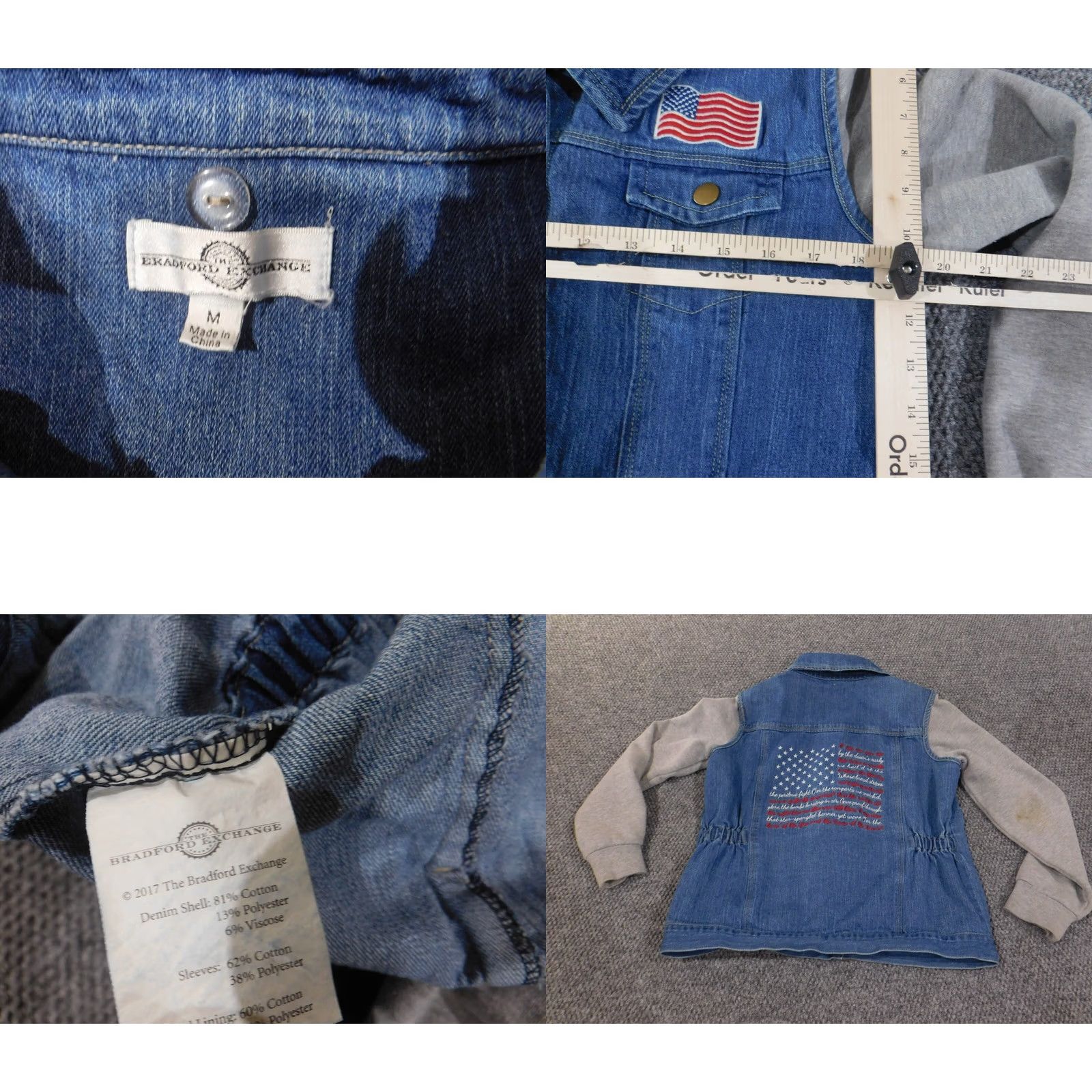 Denime Bradford Exchange Jacket Womens Medium Denim snap Retro USA Blue Long Sleeve Casual Snap Closure Size M / US 6-8 / IT 42-44 - 8 Thumbnail