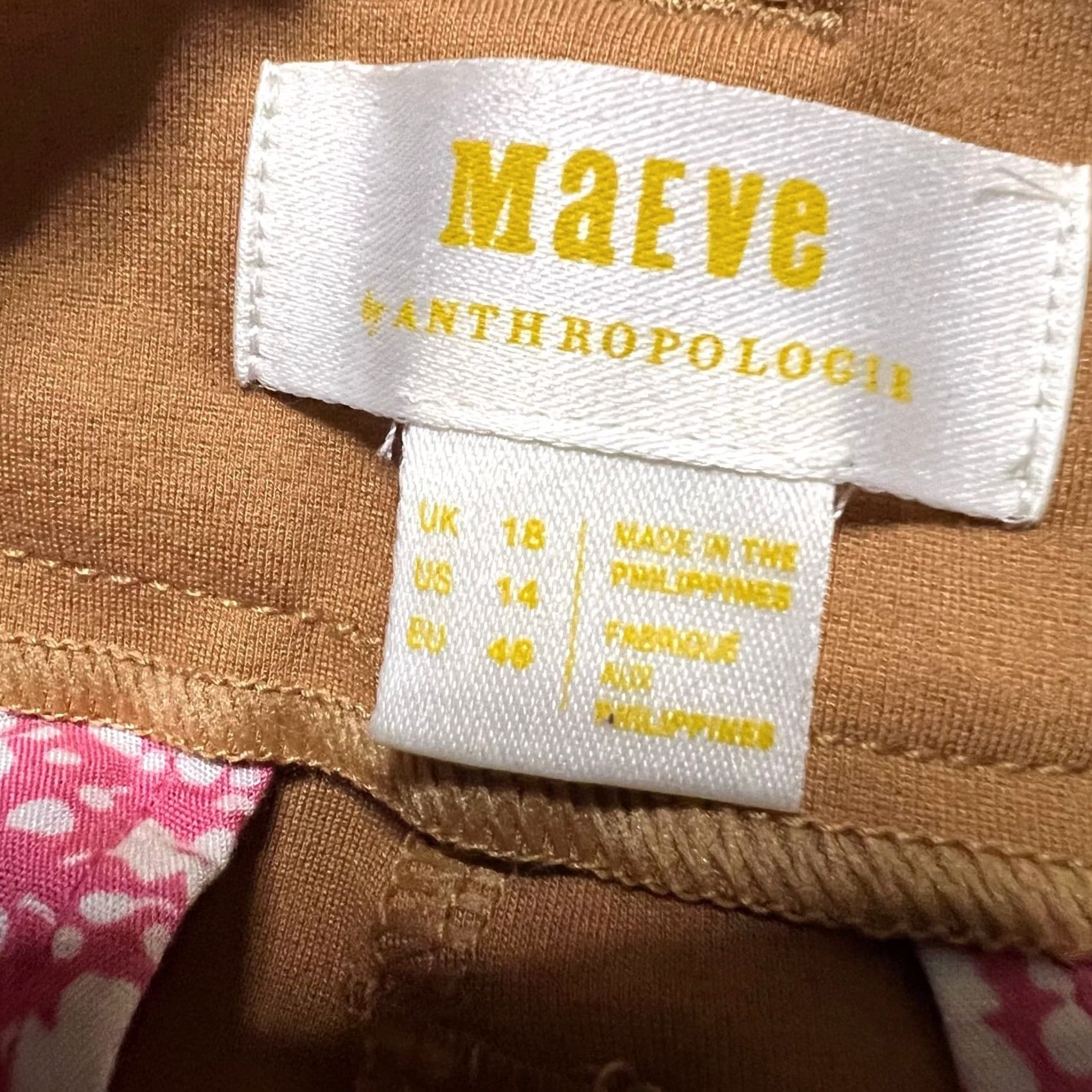 Vintage Maeve Anthropologie Pants Womens 14 Naomi Wide-Leg Flare Brown 34x28.5 The Size 36" / US 14 / IT 50 - 5 Thumbnail