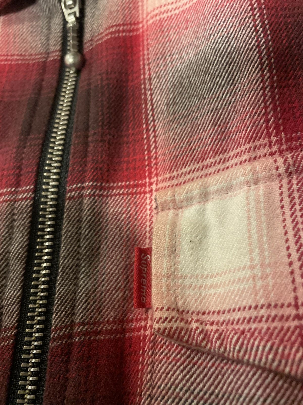 Supreme Supreme Shadow Plaid Flannel Zip Shirt Red F/W 2015 Size US L / EU 52-54 / 3 - 3 Thumbnail