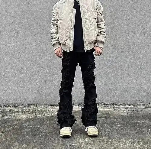 Japanese Brand × Jean High street black raw edge ripped jeans Size US 32 / EU 48 - 4 Thumbnail