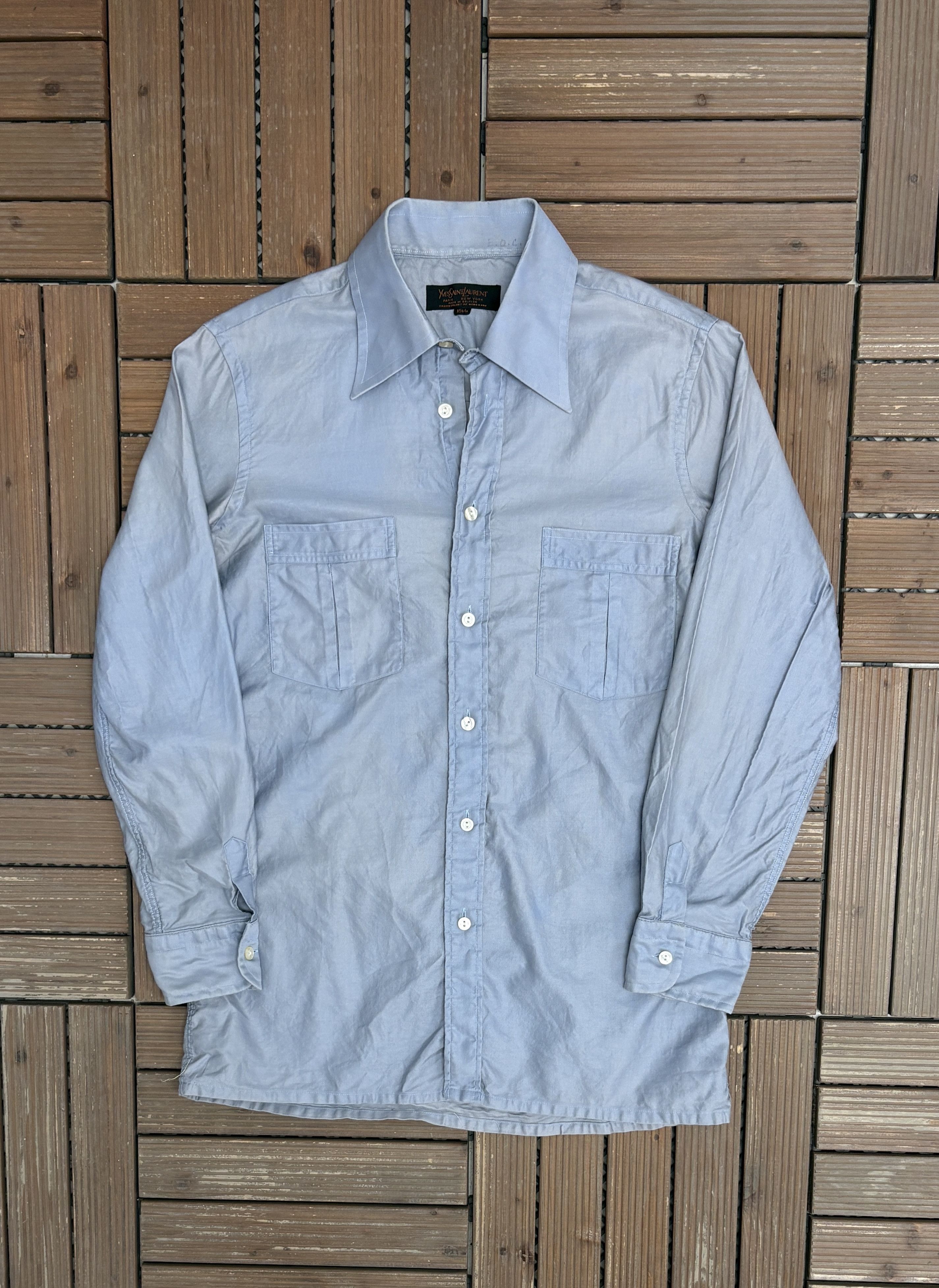 Yves Saint Laurent Yves Saint Laurent Vintage Blue Button Down Shirt Size US M / EU 48-50 / 2 - 1 Thumbnail