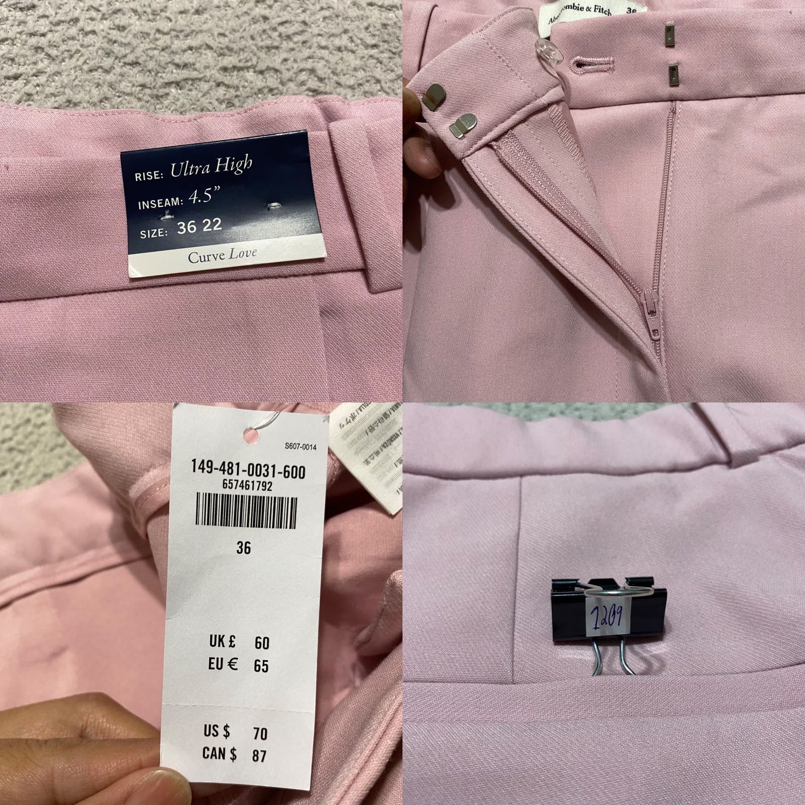 Abercrombie & Fitch Abercrombie & Fitch Womens Plus 22 Pink Chino Shorts High Rise NWT Vintage? Size 40" / US 18 - 8 Thumbnail