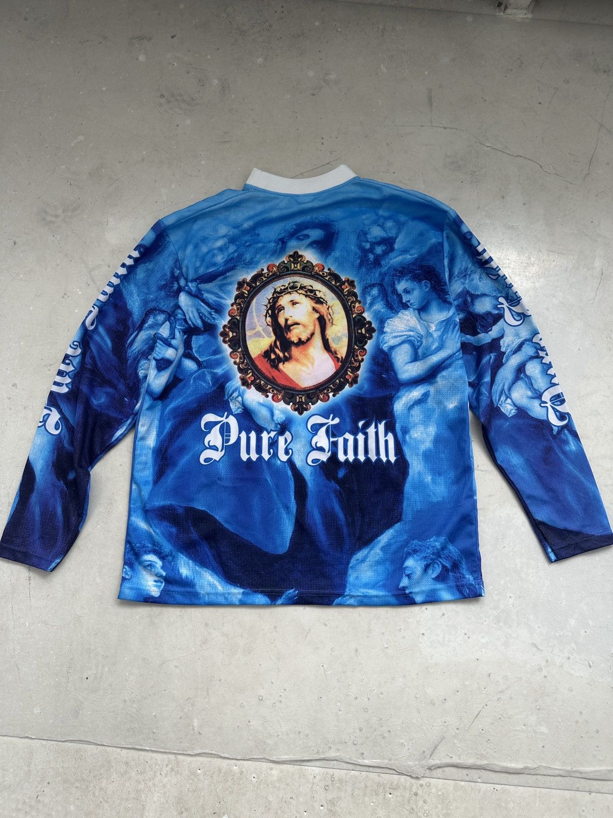 Vintage Pure Faith Jesus AOP long sleeve racing top Size US L / EU 52-54 / 3 - 2 Thumbnail