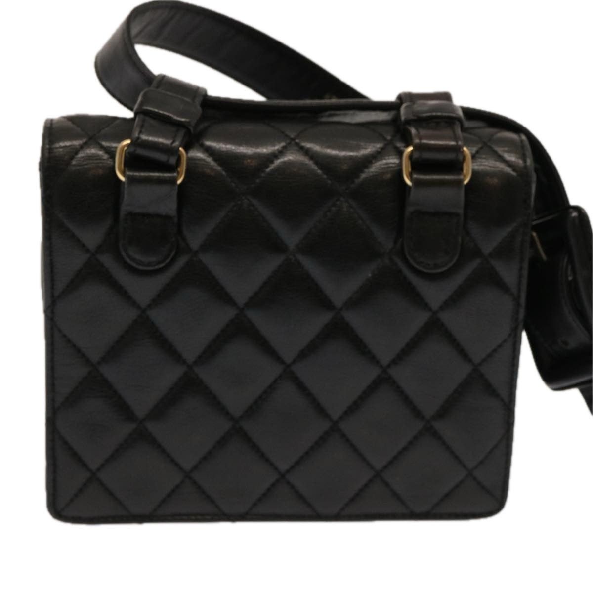 Chanel CHANEL Matelasse Turn Lock Waist Bag Lamb Skin Black CC Size ONE SIZE - 2 Thumbnail