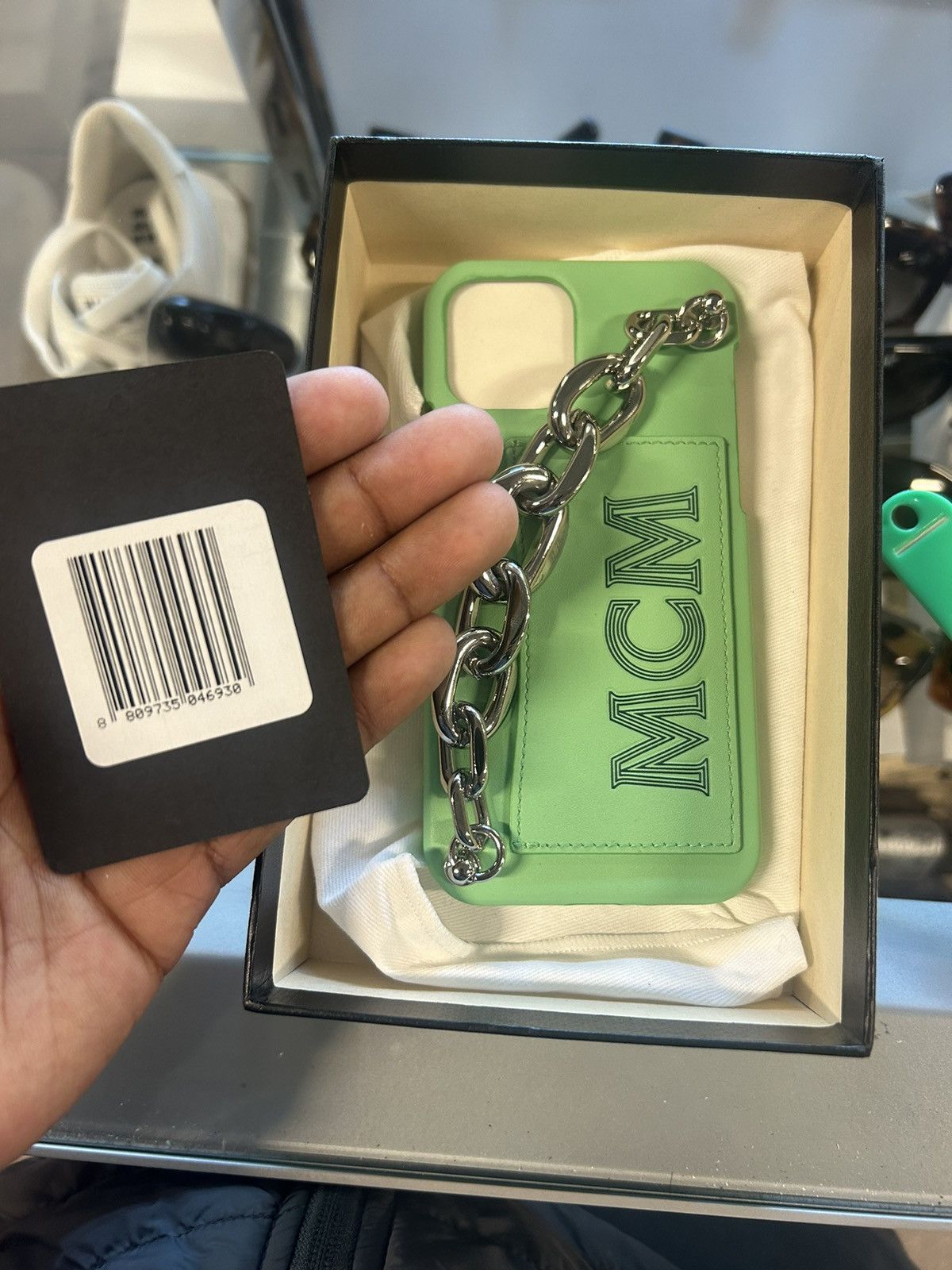 MCM Mcm IPhone Green Case Silver Chain Size ONE SIZE - 3 Thumbnail