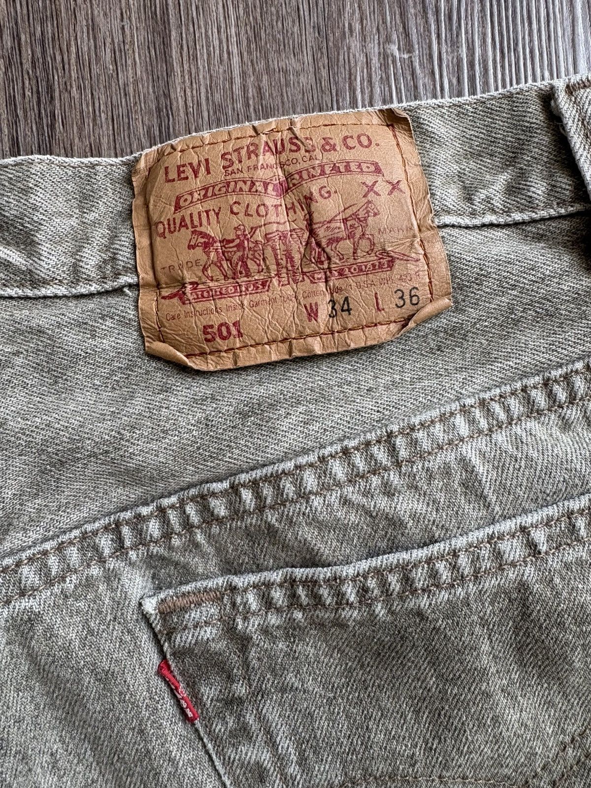 Levi's Vintage Moss Green 501 Chopped Size US 32 / EU 48 - 5 Thumbnail