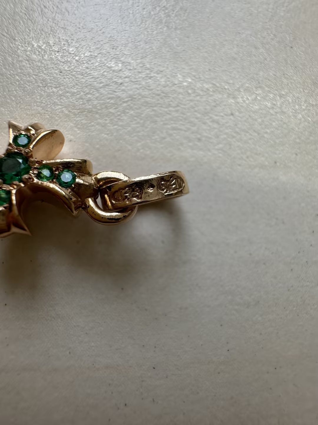 Chrome Hearts Chrome Hearts 22K Gold Emerald Babyfat Cross Charm Pendant Size ONE SIZE - 9 Thumbnail