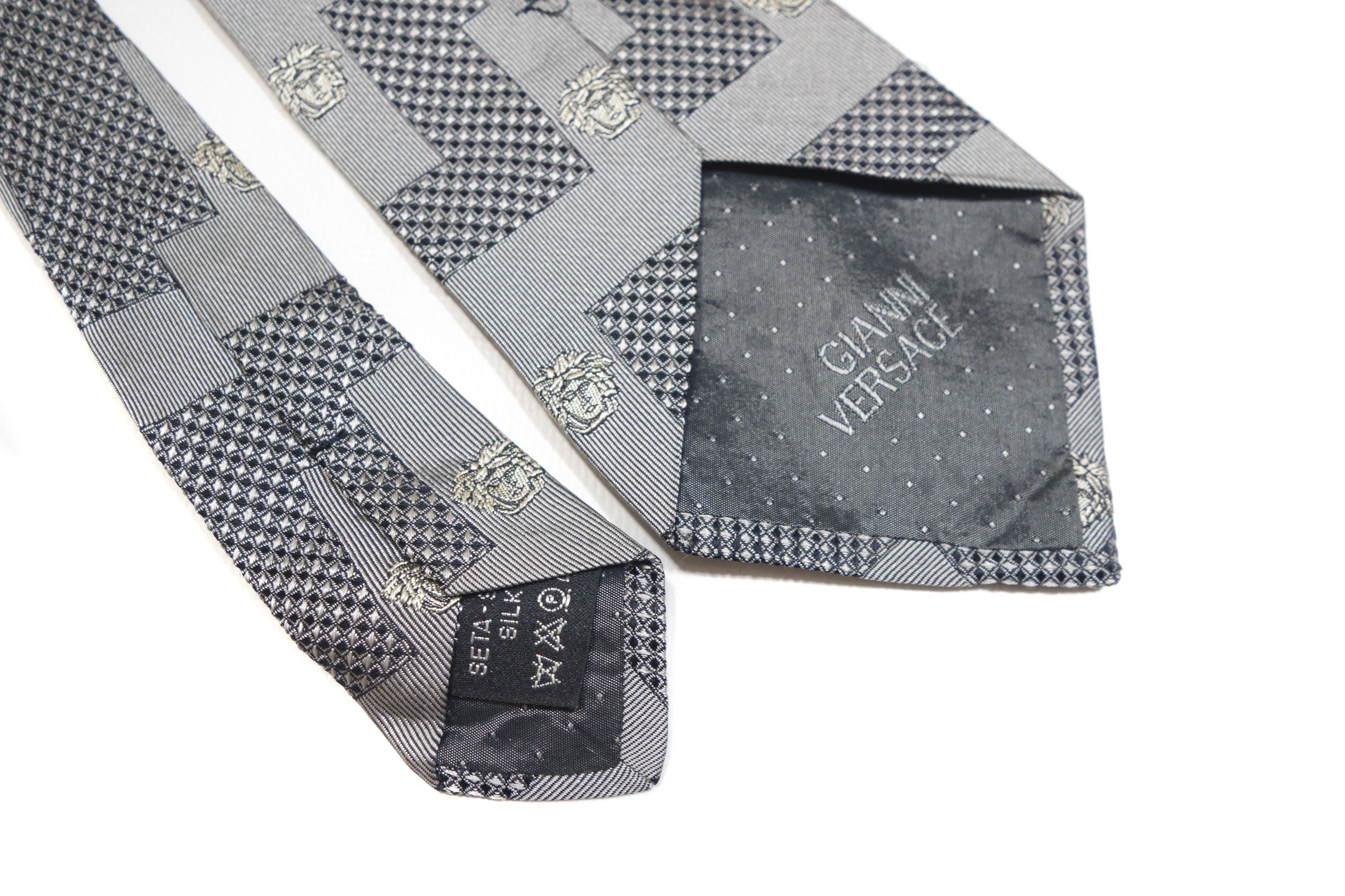 Versace 90S Medusa Monogram Silk Tie Vintage Size ONE SIZE - 7 Thumbnail