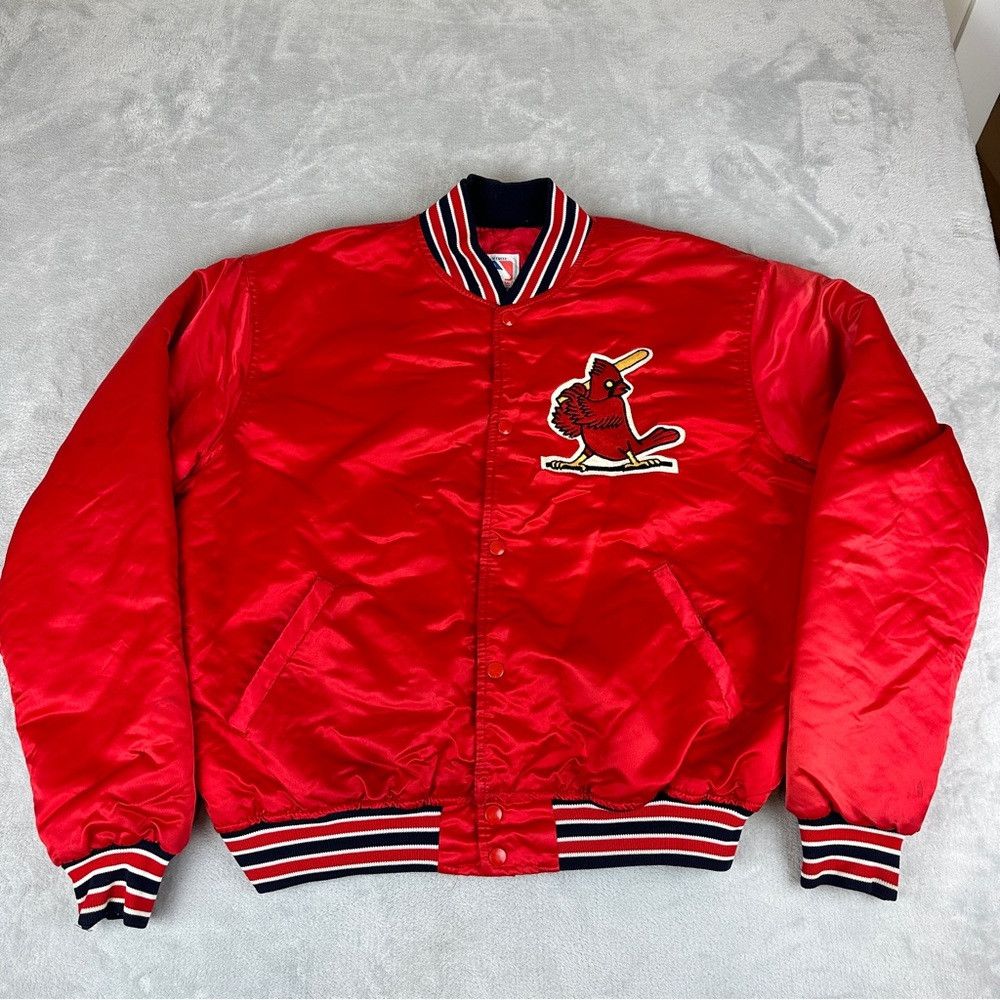 Starter Vintage MLB St Louis Cardinals Red Satin Varsity Jacket men Size US XL / EU 56 / 4 - 1 Thumbnail