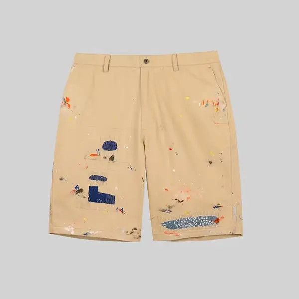 Japanese Brand 20SS Indigo Union Japan Khaki distressed Splash Shorts Size US 32 / EU 48 - 2 Thumbnail