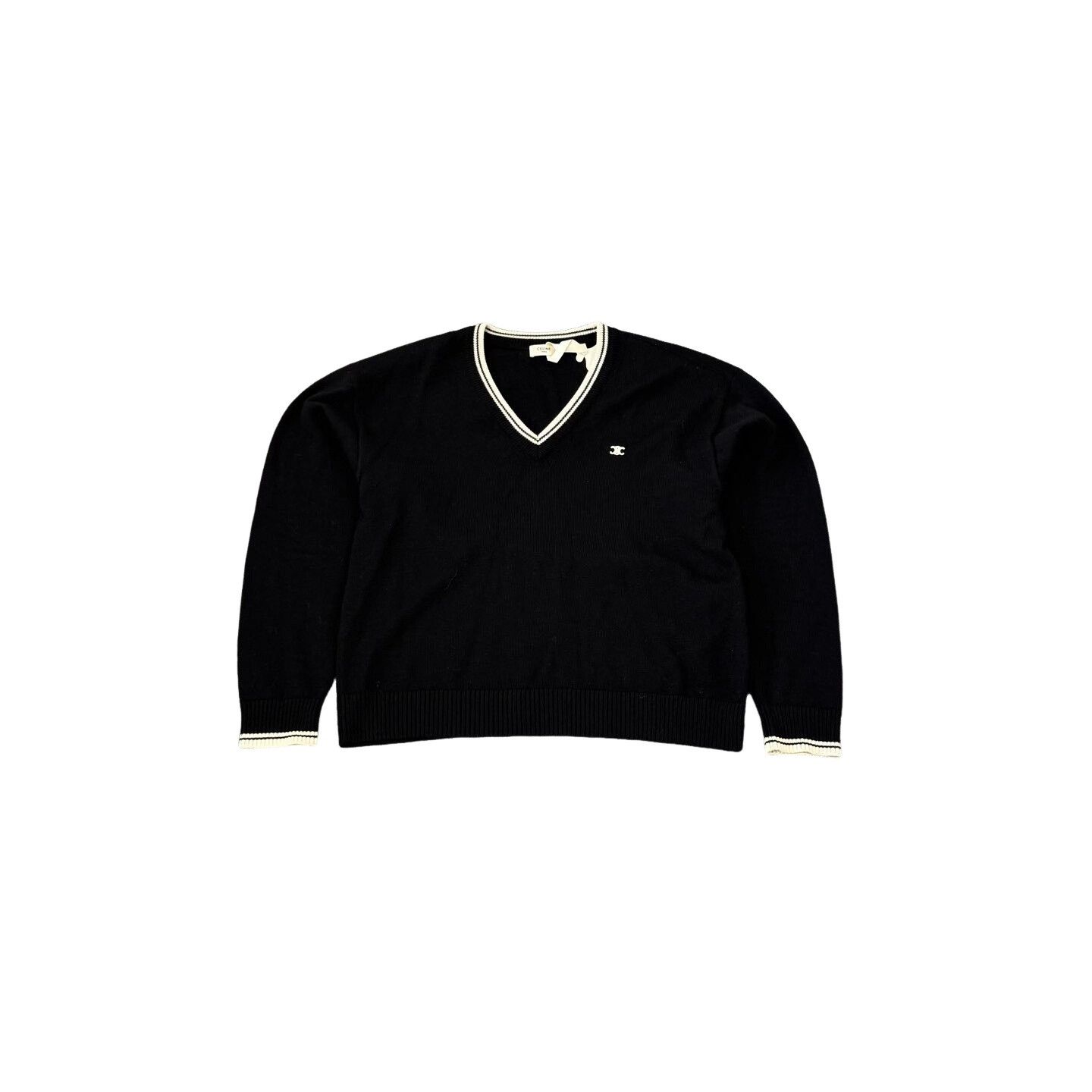 Celine Celine Triomphe Embroidery V-Neck Sweater L Size US L / EU 52-54 / 3 - 1 Thumbnail