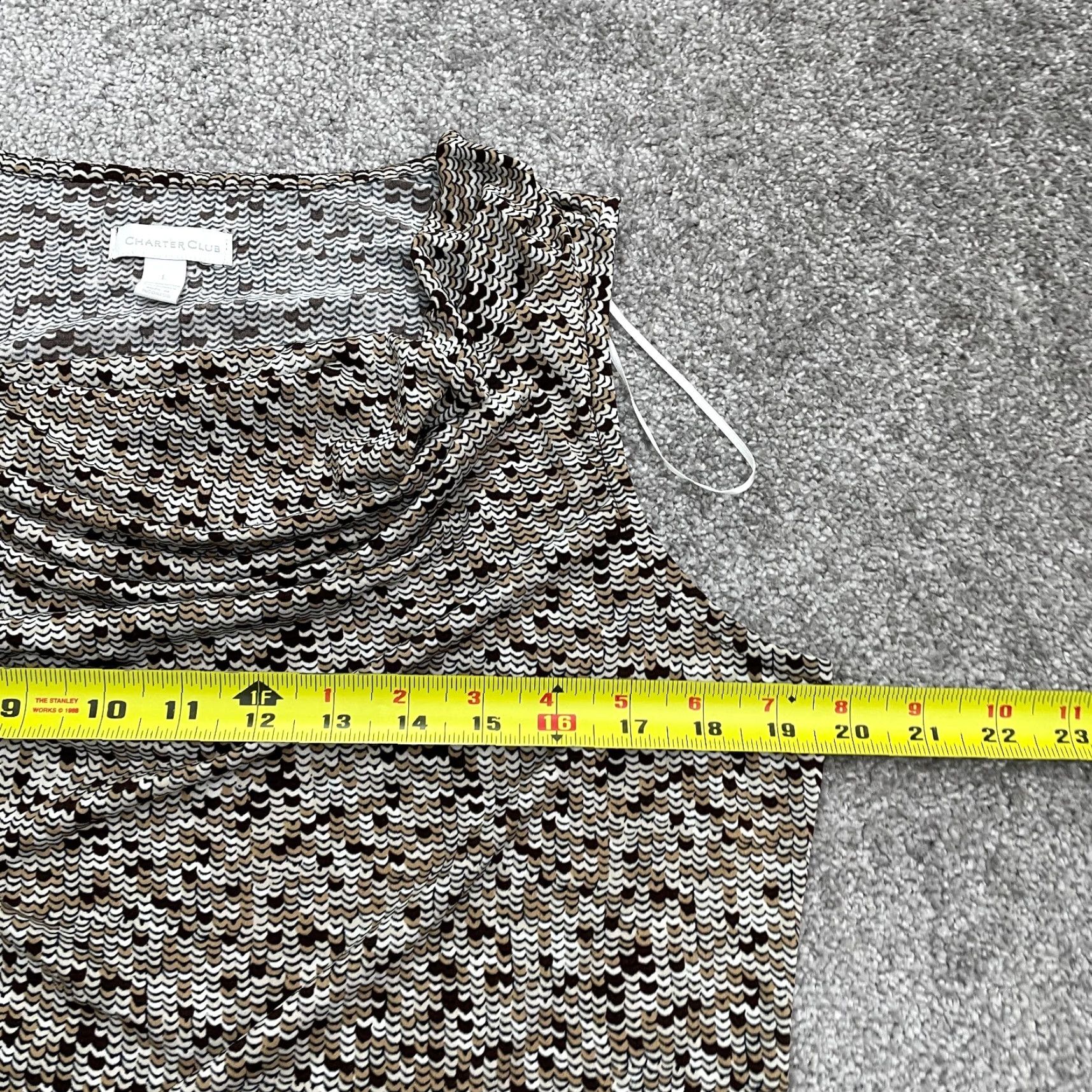 Charter Club Charter Club Blouse Shirt Womens Large Multicolor Geometric Sleeveless Cowl Neck Knit Stretch Casual Everyday Size L / US 10 / IT 46 - 7 Thumbnail